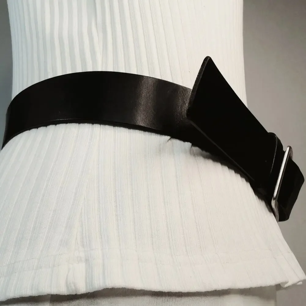 Banana Republic Womens Black Genuine Italian Leather Wide Belt Size Small